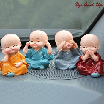 4pcs/Set Linda Interior do Carro Acessórios pouco monges Enfeites Pequenos Boneca criativo Maitreya resina presentes 0