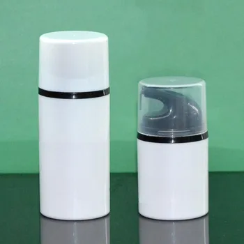 50ML de plástico branco airless loção frasco com bomba preto e branco ou transparente tampa para embalagens de cosméticos, produtos 0