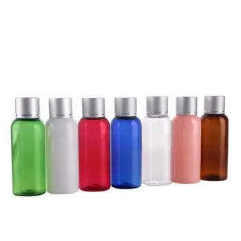 50ml garrafa PET de plástico fosco prata tampa vedante de plástico de água loção/shampoo/emulsão/body toner wc de água da pele carepacking 0