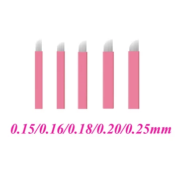 50pcs cor-de-Rosa Microblading Nano Agulhas 0.15/0.16/0.18/0.20/0.25 mm Lâmina Permanente da Composição da Tatuagem Agulha Para Caneta Manual Disponível 0