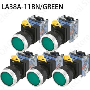 5PCS LA38A-11 de Qualidade, Cortadores de Contato Empurrar o Botão de ligar/Desligar Momentâneo/Travamento 22mm verde 0