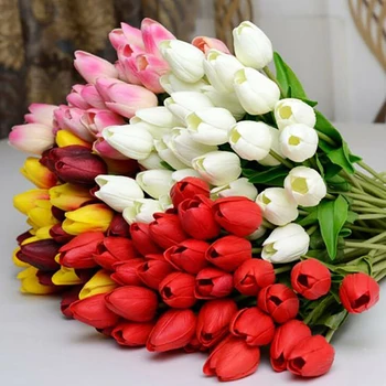5pcs PU tulipas flores artificiais para casamento real toque Falso tulipas flores home acordo buquê de festa decoração decoração de escritório