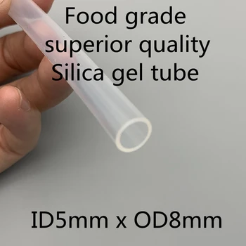 5x8 de Silicone Tubo de IDENTIFICAÇÃO de 5mm de diâmetro externo de 8 mm de Grau Alimentar Flexível Bebida Tubulação Tubulação de Resistência à Temperatura Atóxico Transparente