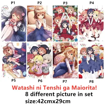 8pcs/monte de Anime Watashi ni Tenshi ga Maiorita! Cartaz Miyako Hana Hinata Noa Koyori Kanon Adesivo de Brinquedos em Relevo 42x29cm 0