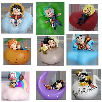 9pcs Anime One Piece Q Versão Luffy, Zoro, Sanji Nami Chopper e Robin, Usopp Ribeiro de Franky Figura Doces Sonhos de Noite a Luz do Modelo de Brinquedos