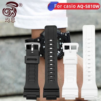 A resina pulseira para Casio relógio masculino correia aq-s810w /aqs810w c5208/aeq-110w/w-735h de silicone acessórios convexo boca 18mm 0