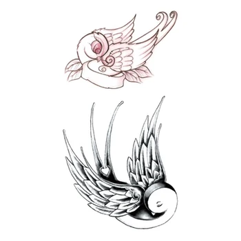A Transferência de água Fake Tattoo cor-de-Rosa e Preto Loning Engole Pássaro Tatoo Impermeável Temporária Flash Tatto para Mulheres, Homens, Crianças 1