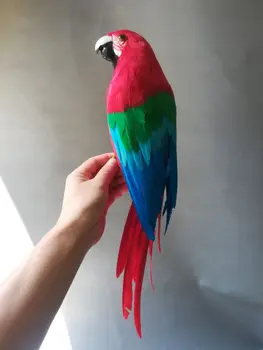 a vida real Pássaro colorido vermelho penas de papagaio modelo de grande 50cm papagaio decoração de jardim de filmagem prop decoração brinquedo de presente h1419 0