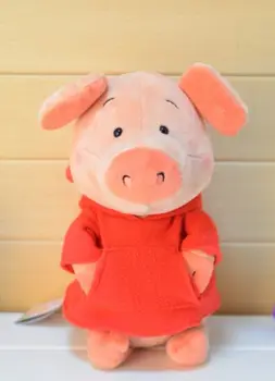 adorável dos desenhos animados de porco de pelúcia de cerca de 30cm de porco vestido de casaco vermelho,macio boneca brinquedo de criança presente de aniversário b2109