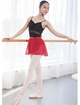Adultos Ballet Saia Envoltório de Dança de Balé os collants para as Mulheres Ballet Envoltório Tutu de Skate Saia de Chiffon de Formação de Roupa com o laço da cintura 5