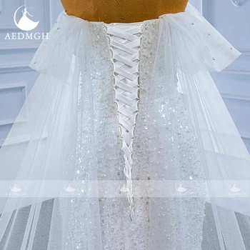 Aedmgh Sereia De Luxo Vestidos De Noiva 2023 Namorada Fora Do Ombro Fita De Vestido De Noiva Pérolas, Lantejoulas Robe De Mariee 5