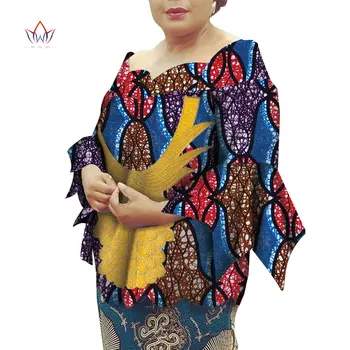 Africana Roupas Dashiki Africana Shirt para as Mulheres Bazin Riche Ancara Impressão 3º Trimestre de Camisas de Manga Mulheres Causal Festa WY6407 0