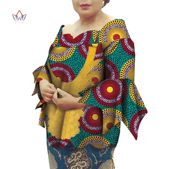 Africana Roupas Dashiki Africana Shirt para as Mulheres Bazin Riche Ancara Impressão 3º Trimestre de Camisas de Manga Mulheres Causal Festa WY6407 1