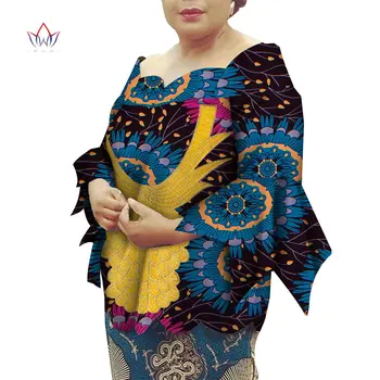 Africana Roupas Dashiki Africana Shirt para as Mulheres Bazin Riche Ancara Impressão 3º Trimestre de Camisas de Manga Mulheres Causal Festa WY6407 3