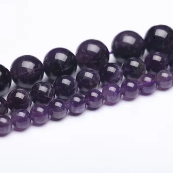 Alta qualidade AB grau amethys Pedra natural 4mm 6mm 8mm de Esferas Escolha o Tamanho Solta Esferas Para Fazer DIY pulseira de Jóias de moda 0