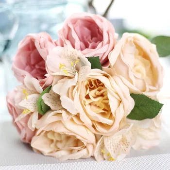 ALTA Qualidade bouquets de casamento bruidsboeket Rosa Lírio de Flores Artificiais de noiva, flores para o Casamento, Festa de Casa, Decoração