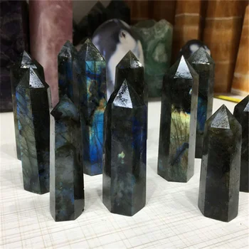 Alta qualidade de quartzo natural labradorite pontos cura de cristal tower varinha para o casamento, lembranças de hóspedes