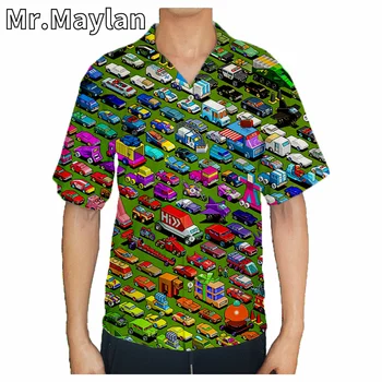 Amor Carros de Brinquedo de Impressão 3D de Praia Havaiana de Verão, Camisa de Manga Curta, Camisa de Streetwear de grandes dimensões 5XL Camisa Social, Camisa Homme-33