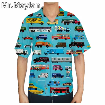 Amor Carros de Brinquedo de Impressão 3D de Praia Havaiana de Verão, Camisa de Manga Curta, Camisa de Streetwear de grandes dimensões 5XL Camisa Social, Camisa Homme-33 5
