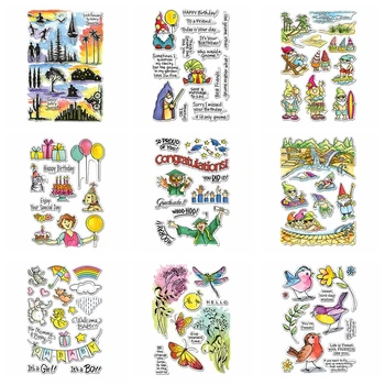 Animais Praia de Natal ou de Aniversário Gnomos Coloridos Transparentes Claro Selos para DIY Scrapbooking, Cartões de Artesanato 2020
