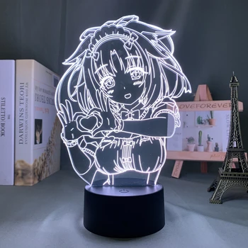 Anime Nekopara Canela Noite do Diodo emissor de Luz para a Decoração do Quarto de Presente de Aniversário do Nightlight Mange Waifu Tabela 3d Lâmpada Nekopara 1