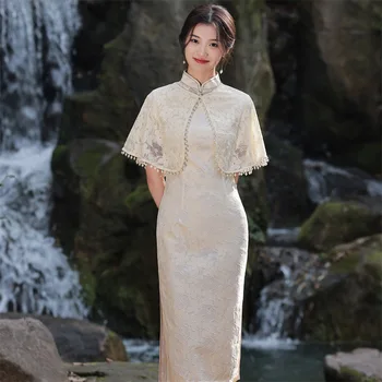 As Mulheres De Estilo Chinês De Impressão Slim Cheongsam Francês Retro Laço Mini Vestido Vintage Oriental Qipao Vestidos De Festa Vestidos Bodycon