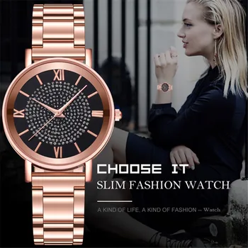As Mulheres De Luxo Relógios De Quartzo Relógio Vintage De Aço Inoxidável Dial Casual Pulseira Relógio Simplicidade Elegante Relógios De Pulso Reloj Mujer 0