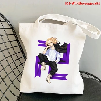 As mulheres do Bolsa de Ombro Tóquio Revengers Anime Sacos de Lona Casual Senhora Bolsa Reutilizável Grande Capacidade de Sacolas Aluno da Escola Saco