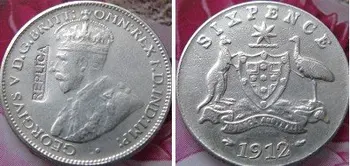 Austrália seis pence 1912 cópia moedas