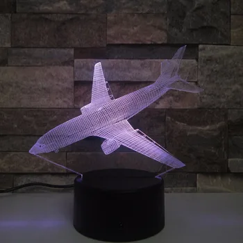 Avião 3D Noite de Luz Interruptor Remoto USB 7 Aeronaves de Cor da Lâmpada de Mesa Lâmpada Noite Quarto Aniversário, presente de Feriado 5