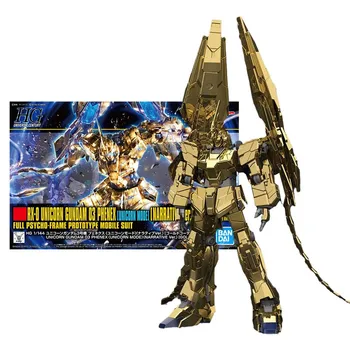 Bandai Original de Gundam Modelo de Kit de Anime Figura HG RX-0 Unicórnio 03 Phenex Narrativa de Ouro Coation Gunpla Anime Figura de Ação Brinquedos 0