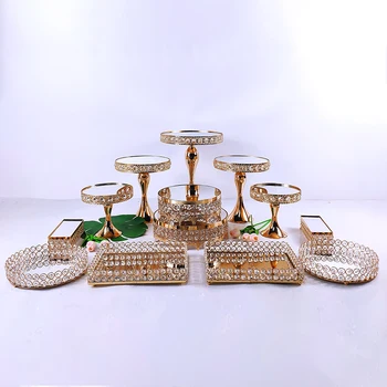 Bela Bandeja 3 Camadas De Ouro Cupcake De Sobremesa De Exibição De Decoração De Ferramentas De Casamento De Cristal Acrílico, Espelho Bolo Stand 3