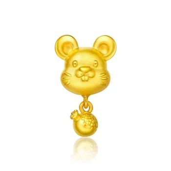 Benmingnian zodíaco rat pingente de ratos 3 d banhado a ouro colar Laos placer de ouro de transporte de esferas de jóias atacado 0