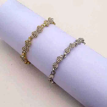 Bijoux de moda total de cristal bonito osso de cão de luxo metal link pulseira bracelete para as mulheres formam a jóia de verão