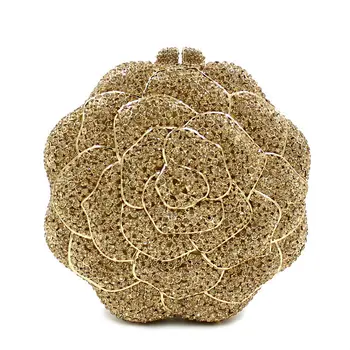 BL012 Flor de Rosa em Forma de Cristal saco de Embreagem frete grátis diamante ouro ouro / cor-de-rosa coloridos feitos à mão sacos de Noite bolsa 0