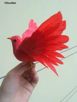 bonito simulação pássaro vermelho modelo de espuma e penas de asas de ave dom sobre 15x22cm 0