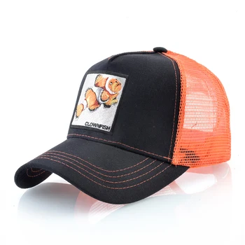 Bordado chapéu dos Homens peixe-Palhaço padrão de Patch Bonés de Beisebol Mulheres Exterior de Malha Viseira Snapback Caminhoneiro Chapéus Casquette osso 1