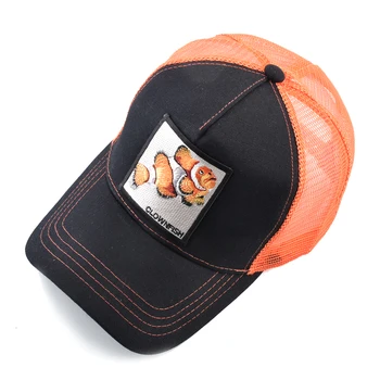 Bordado chapéu dos Homens peixe-Palhaço padrão de Patch Bonés de Beisebol Mulheres Exterior de Malha Viseira Snapback Caminhoneiro Chapéus Casquette osso 2