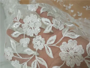 Bordado de Flores de Design francesa, Tule tecido do laço de vestuário de DIY 5