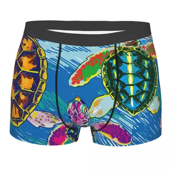 Boxer Homens de Cueca Pouco de Tartarugas marinhas Pintura Homens Calcinha Shorts Respirável Mens Underwear roupa interior de Cuecas Boxers Sexy