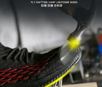 calçados de segurança sapatos de Trabalho dos homens anti-esmagamento anti-perfuração biqueira de aço confortável, respirável e resistente ao desgaste impermeável 4