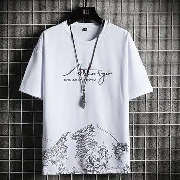Camiseta + Shorts de Verão Respirável Casual T-shirt Conjunto com a Moda Harajuku Impresso Masculino Esporte Terno 2022 Novo 2