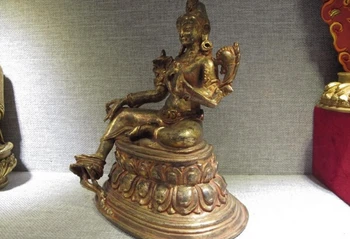canção voge gem S1519 Tibete templo roxo Bronze, Cobre, Dourada, Verde TaRa Kwan-Yin GuanYin Estátua de Buda 3