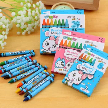 Cartoon Lápis de cor para as Crianças De 12/24 Cores Pastel de Óleo para Pintar e Colorir do Aluno Giz Colorido Desenho do Conjunto do material Escolar
