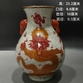 China Jingdezhen Porcelana Pastel Dragão Duplo ouvido Vaso de Cerâmica da dinastia Qing Qianlong 0