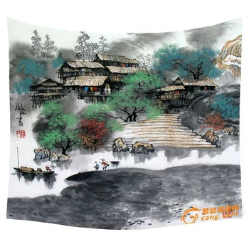 Chinês Tinta Pintura De Paisagem Design De Tapeçaria De Parede Decoração De Quarto De Acessórios