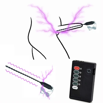 Choque Elétrico Conjunto De Brinquedos Sexuais Para Os Homens Electro Estimular A Castidade Condutora De Silicone, Pênis Plug Cateter Soando Uretral Dilatador 0