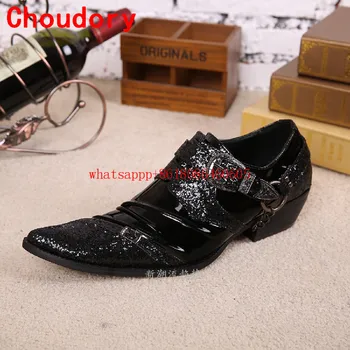 Choudory Mens italiana, sapatos de couro preto oxford sapatos para homens sapatos de glitter vestido de casamento formal sapatas dos homens