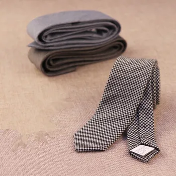 Clássico de Lã de Cashmere Mens Laços Novo Design Estreito Gravatas 5cm Slim Xadrez Laços para Homens de Negócio Formal a Festa de Casamento de Gravatas 0