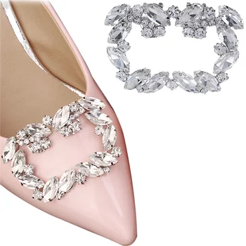 Clássico Decorativos Clips de Sapato Retângulo de pedra de Strass de Sapata de Metal Embelezamento de Moda de Acessórios de Noiva para a Festa de Casamento 2 Pcs 0